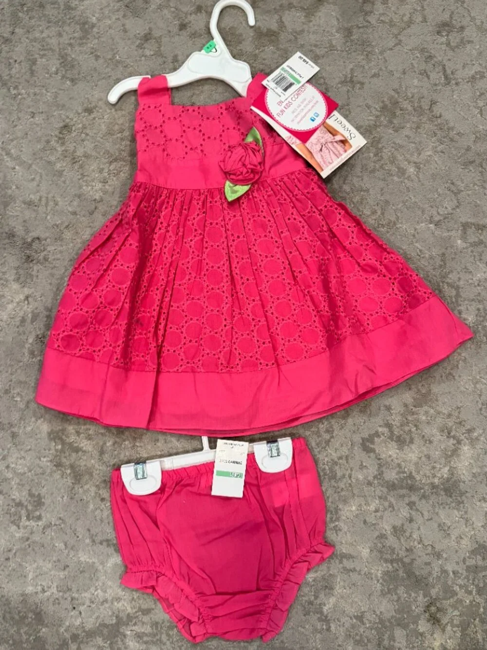 Sweet Heart Rose Baby Girls' Sleeveless Sundress PINK Eyelet Dress Baby Toddler